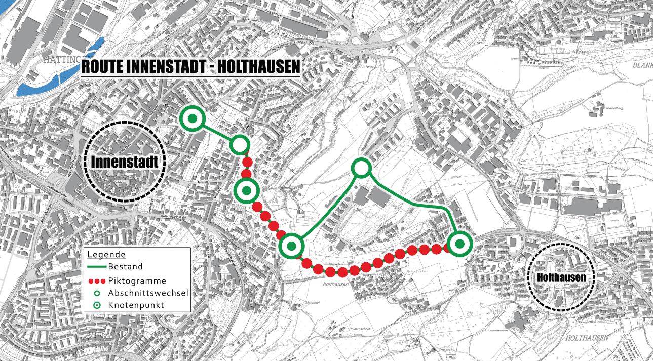 Verlauf der Route im Stadtplan